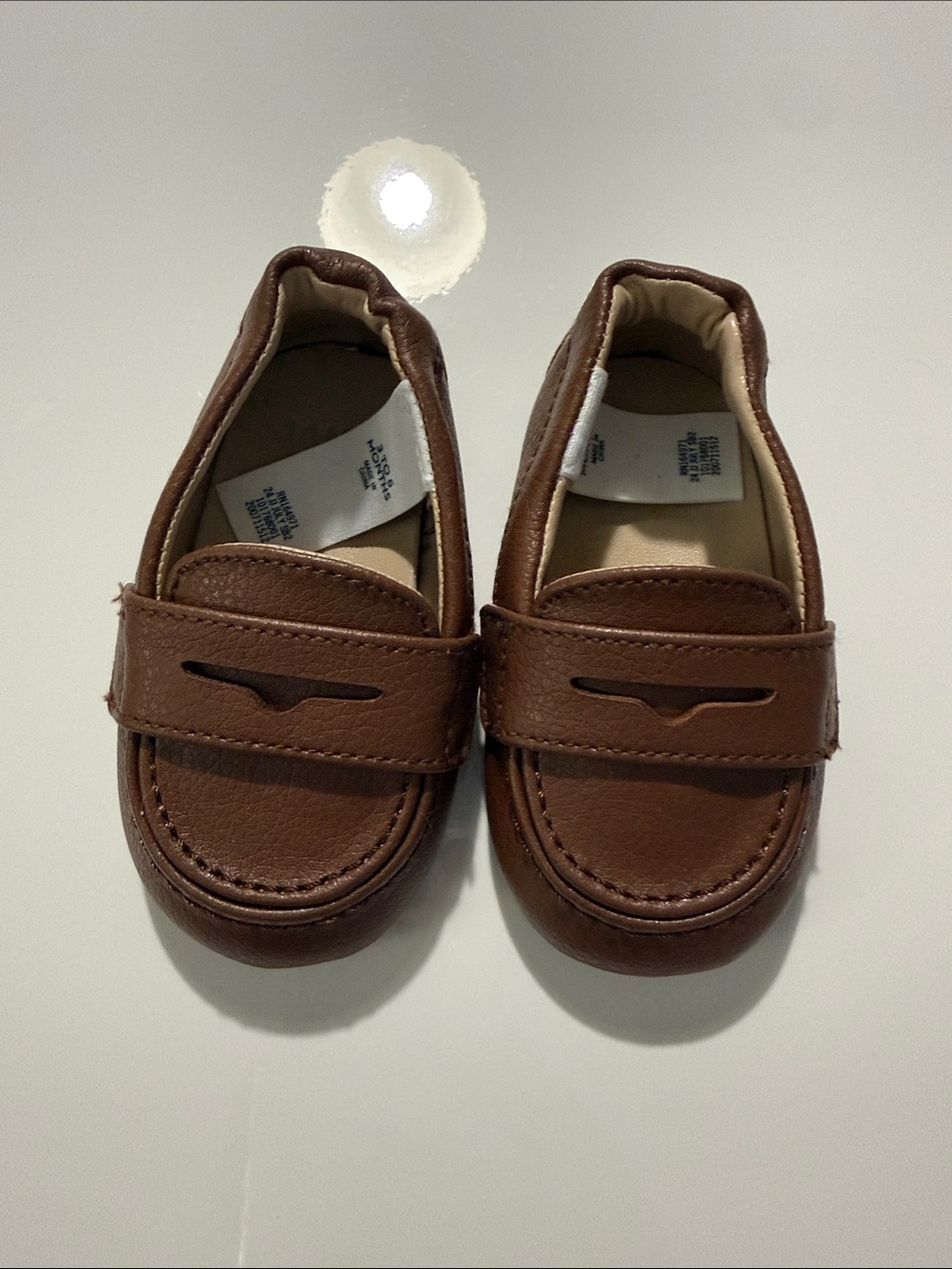 Janie and Jack leather baby Penny Loafer size 3-6 months in color brown